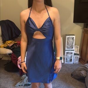 Princess Polly Blue Cut Out Tie Front Dress